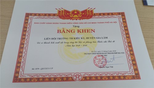 Liên đội trường Tiểu học Kiêu Kỵ đạt danh hiệu: Liên đội mạnh cấp Thành Phố năm học 2019 - 2020 và học sinh đạt cấp Thành Phố